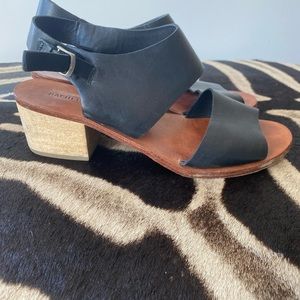 Rachel Comey black leather sandal with block wood heel